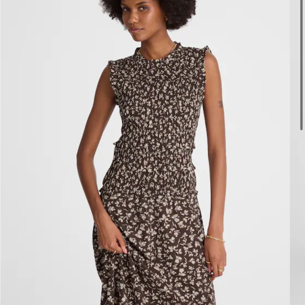 Madewell Smocked Sleeveless Midi Dress size 12